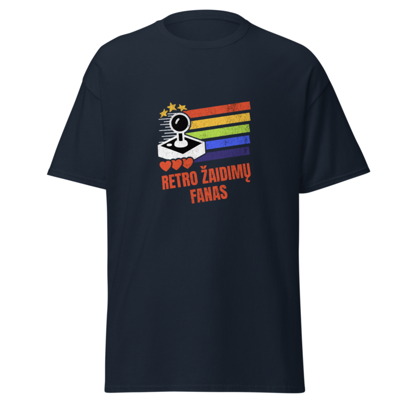 Retro žaidimų fanas – Marškinėliai – Navy